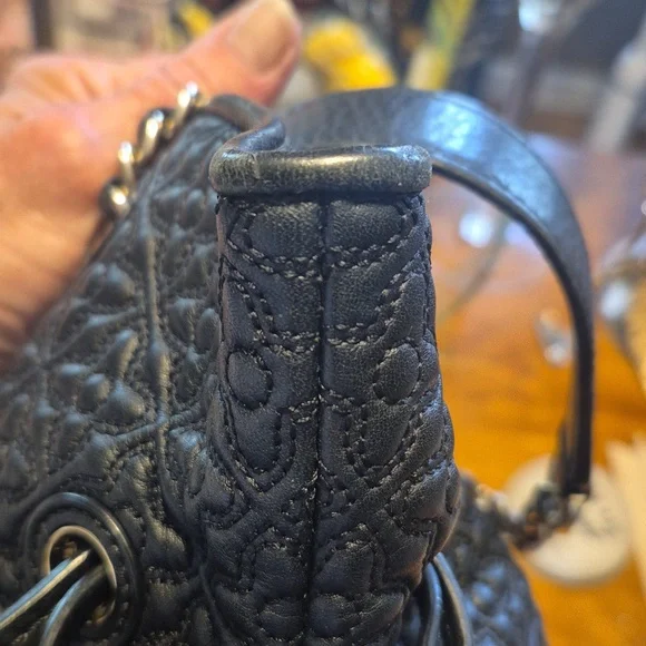 Tory Burch Black Quilted Leather Chain-Handle Crossbody Tote Excellent Condition - Picture 12 of 16